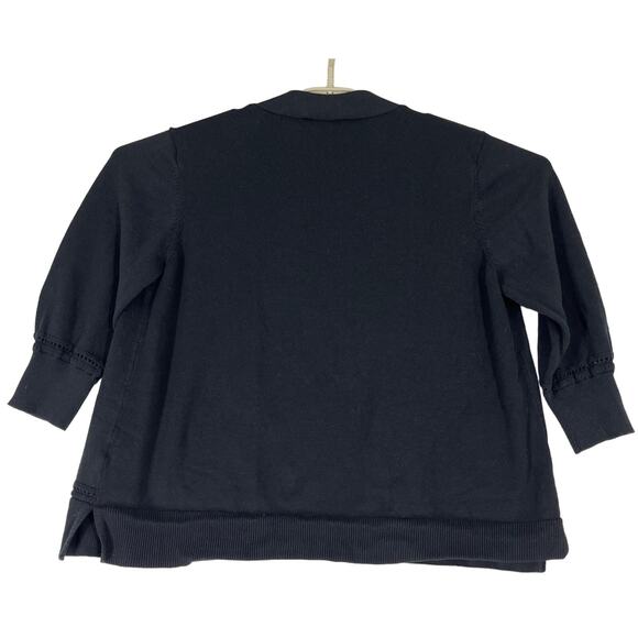 Terra Sky Women Cardigan Jacket Plus 1X Black Cotton Blend Long Sleeve Casual - Picture 3 of 7